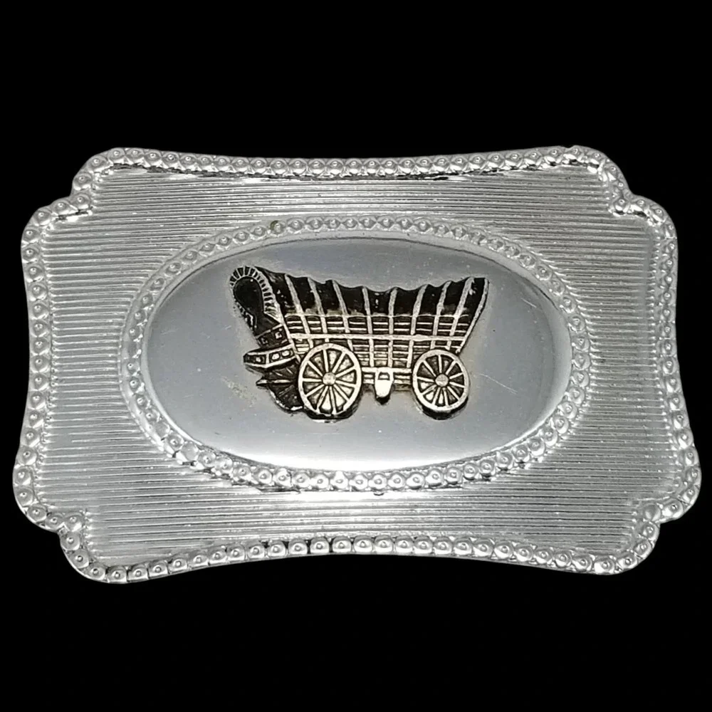 Western Belt Buckle Covered Wagon | Old West Pioneers Settlers | Oregon Trail